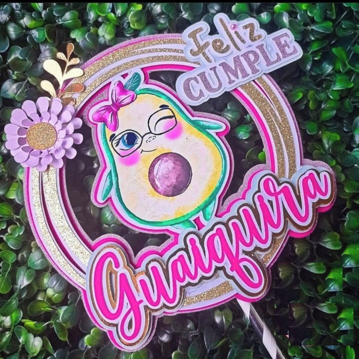 Topper Abacate Cute + 4 Arquivos a Sua Escolha