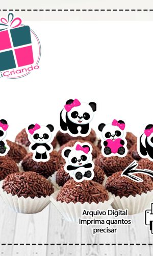 Topper Docinho Ursinha Panda .- Arquivo Digital