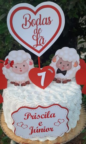 Pague 1 e Leve 3 Topo de Bolo de Bodas de Lã Cód.001