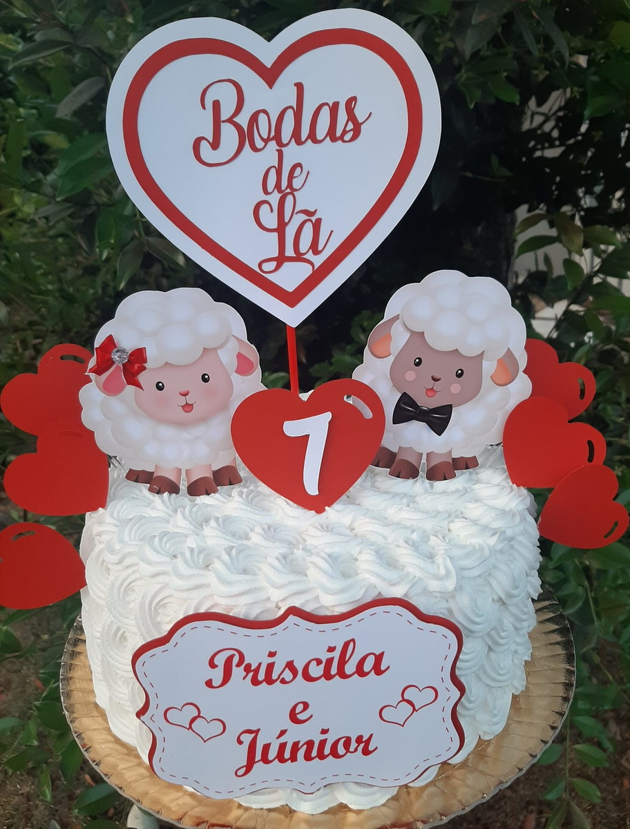 Pague 1 e Leve 3 Topo de Bolo de Bodas de Lã Cód.001