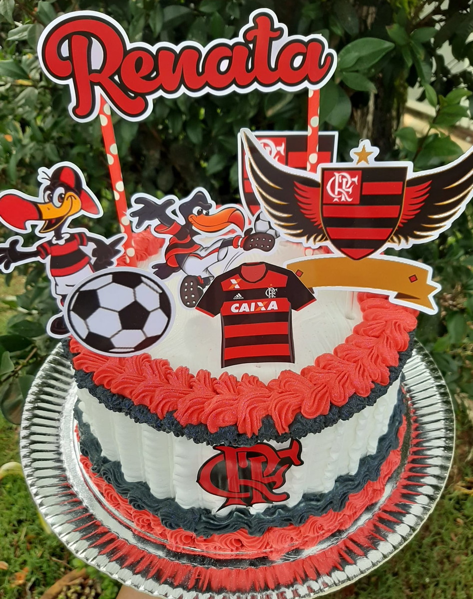 Pague 1 e Leve 3 Topo de Bolo Flamengo Cód.001