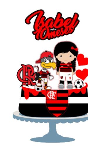 Pague 1 e Leve 3 Topo de Bolo Flamengo Feminino Cód.002