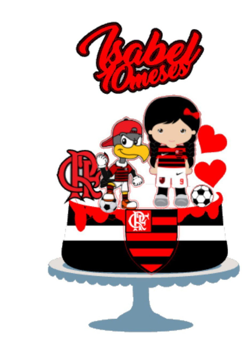 Pague 1 e Leve 3 Topo de Bolo Flamengo Feminino Cód.002