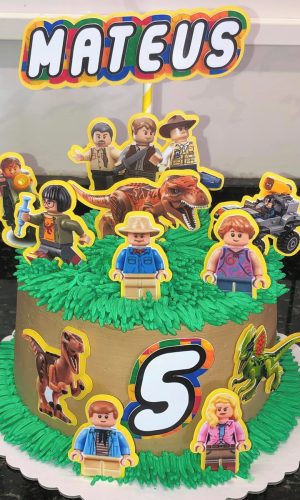 Pague 1 e Leve 3 Topo de Bolo Lego Jurassic Cód.001