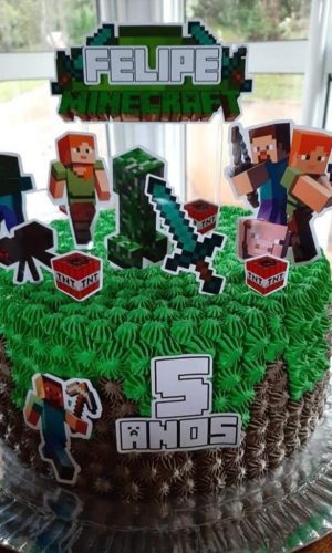 Pague 1 e Leve 3 Topo de Bolo Minecraft Cód.001