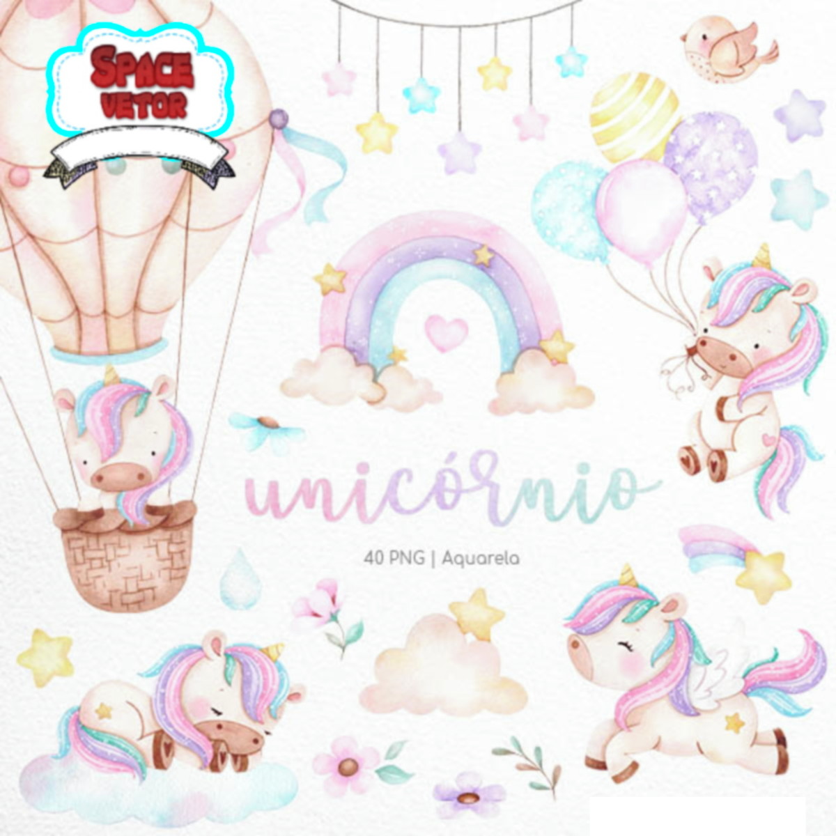 Unicornio Aquarela Compre 1 Leve 2 Kit Digital Reef:746