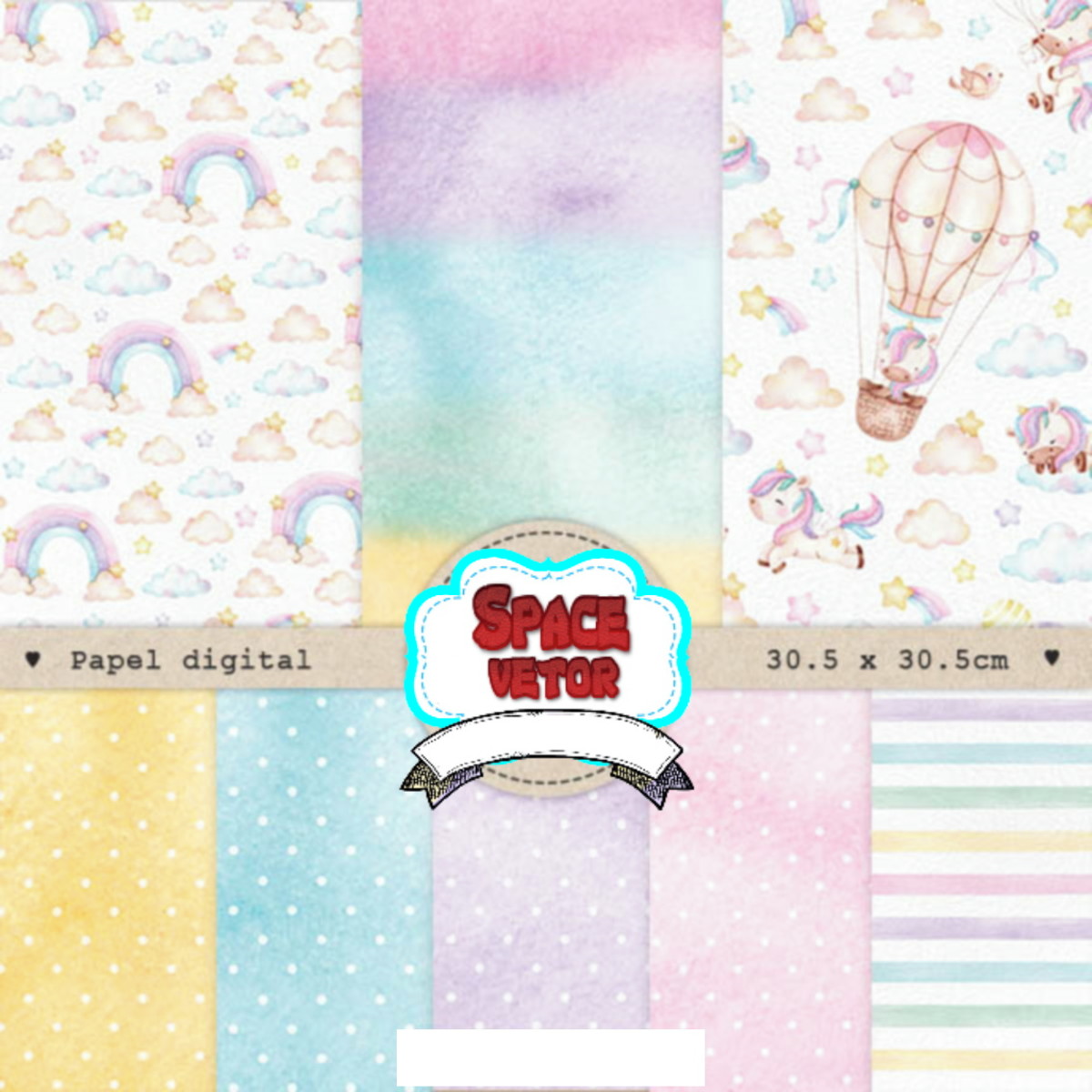 Unicornio Aquarela Compre 1 Leve 2 Kit Digital Reef:746 - Imagem 2