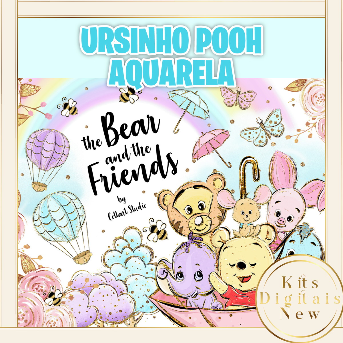 URSINHO POOH AQUARELA KIT DIGITAL