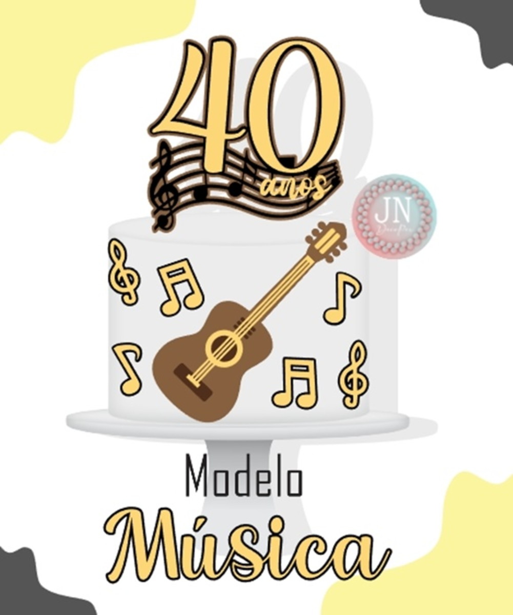 Violão Música -topo de Bolo Arquivo de Corte e Impressão