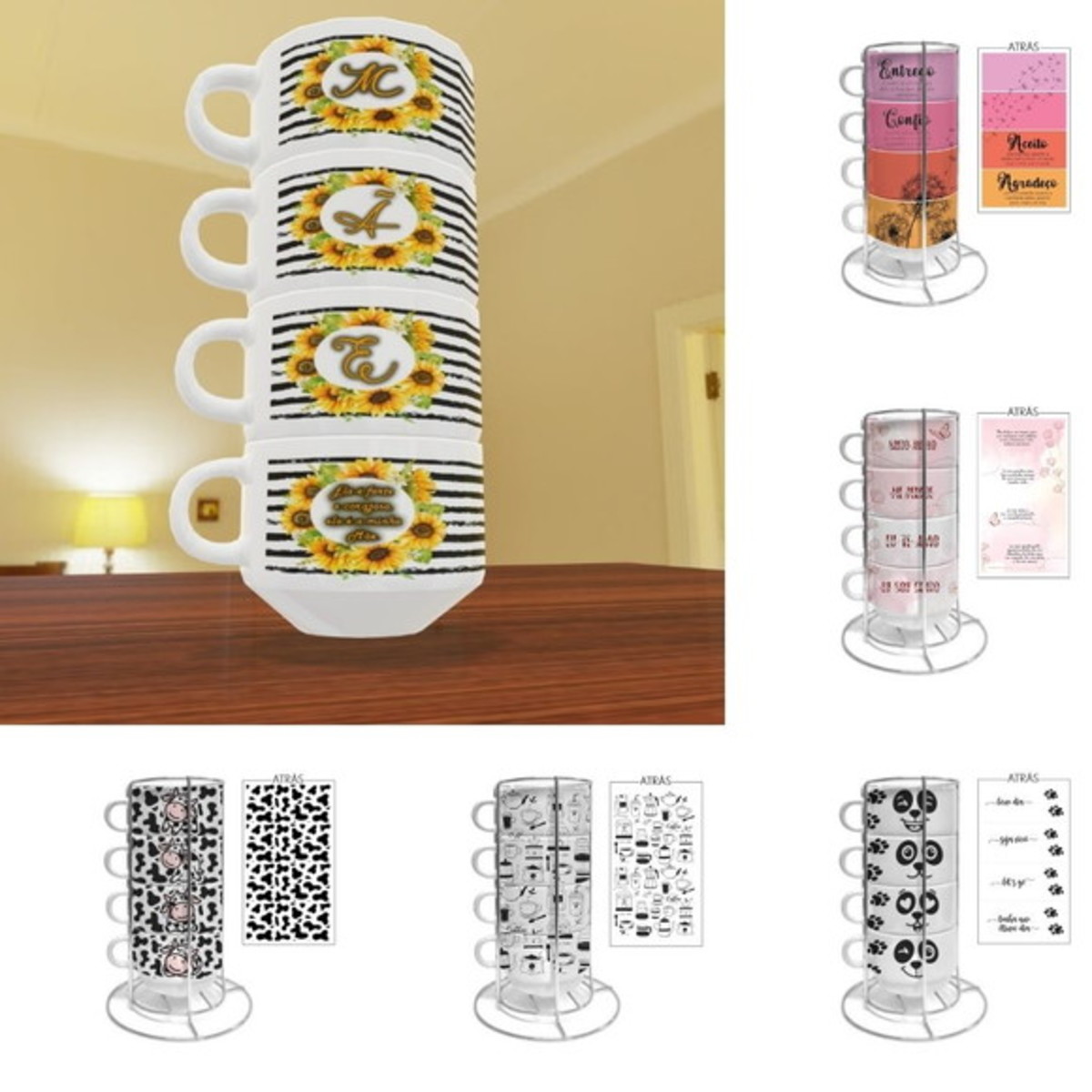 Xícaras Torre Empilháveis - Kit Digital para Sublimação - Imagem 5