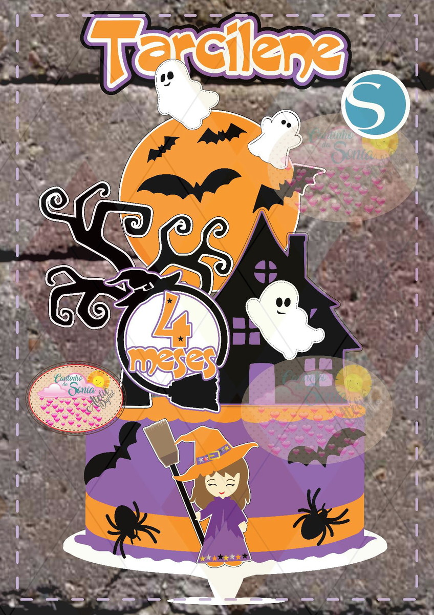 Y605 - Topo de Bolo Halloween Camadas - Studio