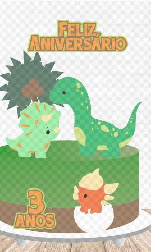 #0000062 Arquivo Digital Topo de Bolo Dinossauro Cute