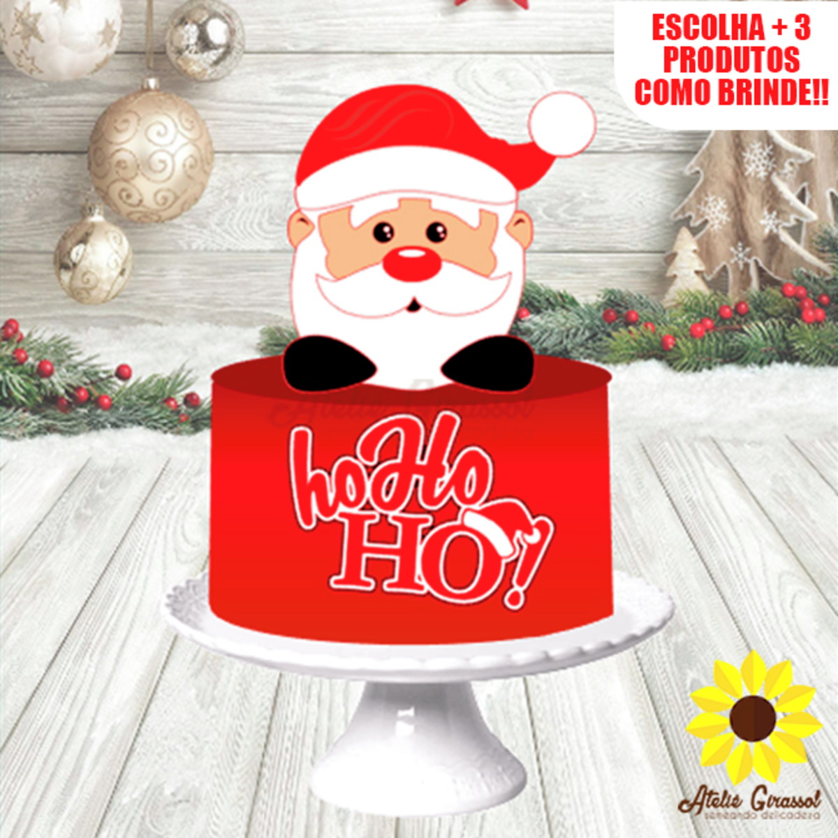 003 Arquivo de Corte Topo de Bolo Natal Ganhe +3 Produtos