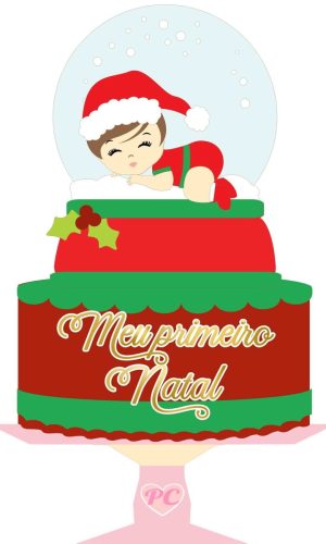 #006 Arquivo Topo de Bolo Bebê Meu Primeiro Natal Studio