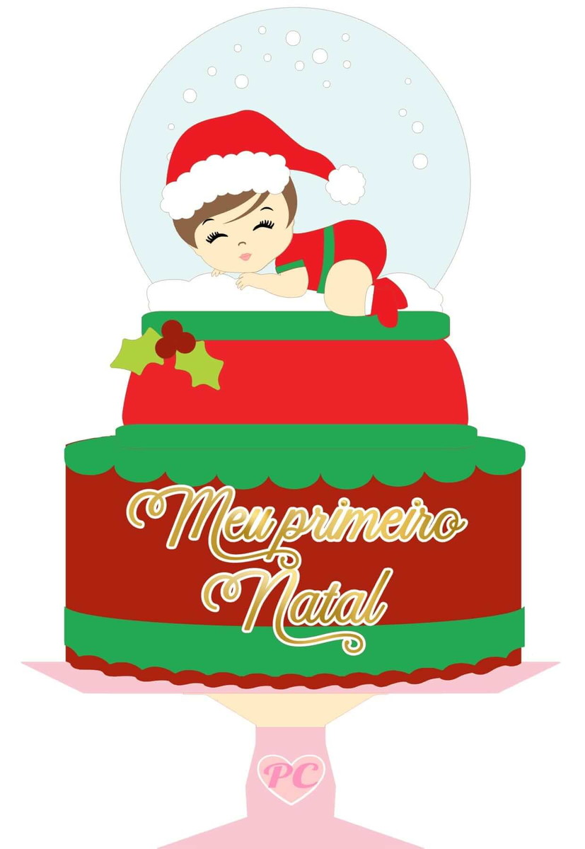 #006 Arquivo Topo de Bolo Bebê Meu Primeiro Natal Studio