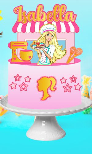 011 Arquivo Topo de Bolo Barbie Confeiteira Ganhe +3produtos