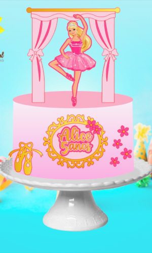 012 Arquivo de Corte Topo de Bolo Barbie Bailarina Ganhe+3