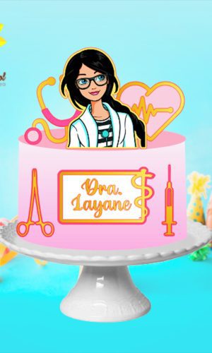 013 Arquivo Topo de Bolo Barbie Morena Médica Ganhe +3produt