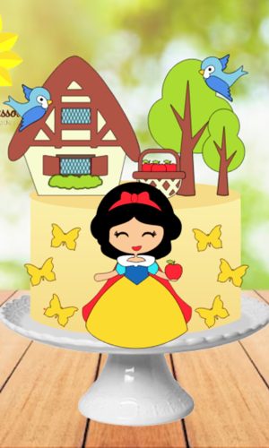030 Arquivo Topo de Bolo Branca de Neve Cute Camadas Ganhe+3