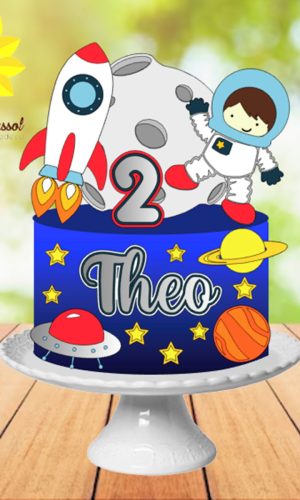 031 Arquivo de Corte Topo de Bolo Astronauta Camadas Ganhe+3