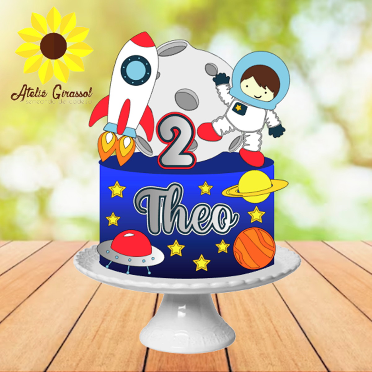 031 Arquivo de Corte Topo de Bolo Astronauta Camadas Ganhe+3
