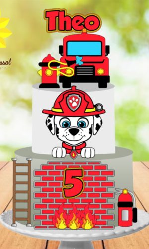 038 Arquivo Topo de Bolo Bombeiro Marshall Ganhe +3