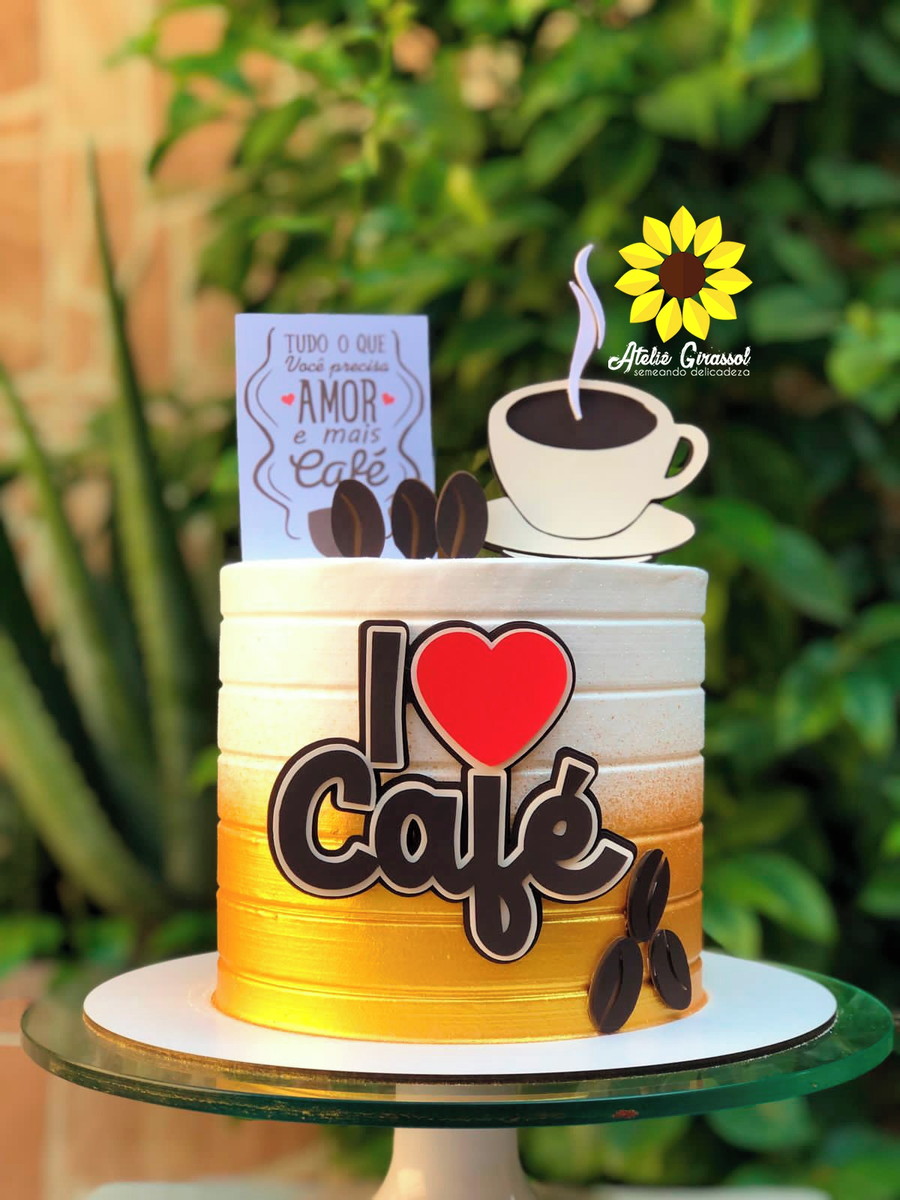 050 Arquivo de Corte Topo de Bolo Amo Café Ganhe +3 Produtos
