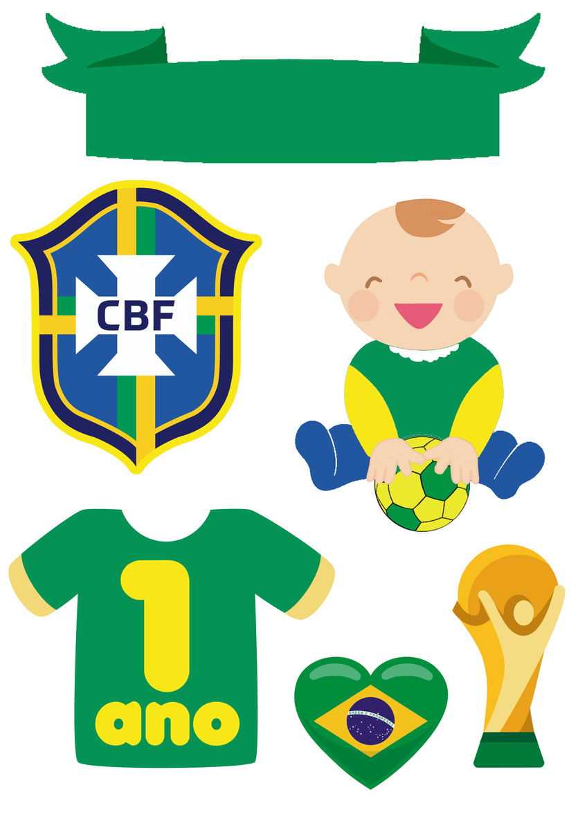 2 Topper Bolo Futebol Brasil- Arquivo Digital - Imagem 2