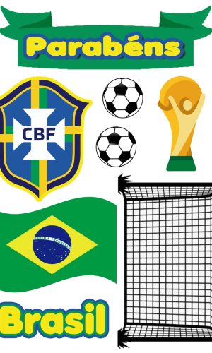 2 Topper Bolo Futebol Brasil- Arquivo Digital