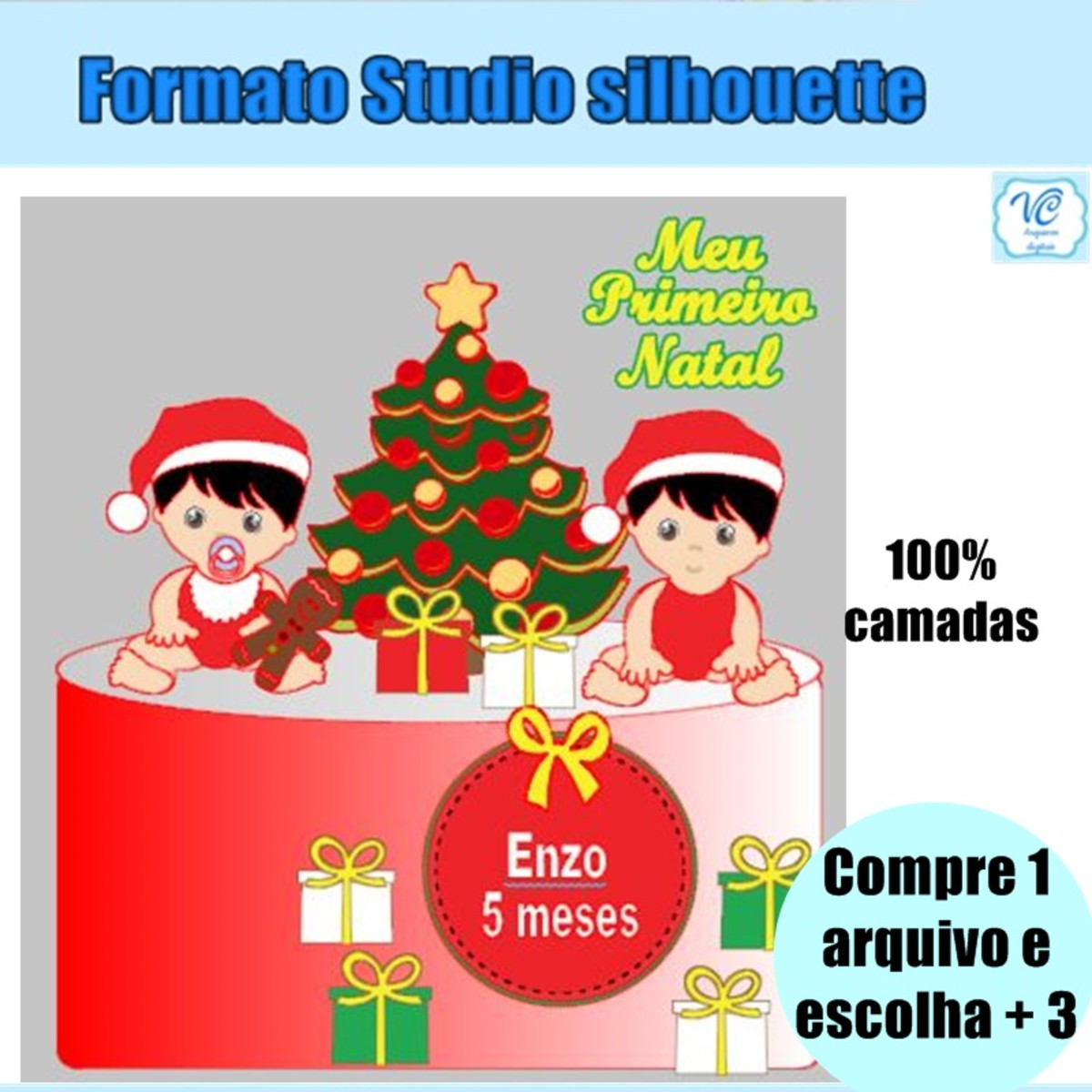 202- Arquivo de Corte Topo de Bolo Meu Primeiro Natal