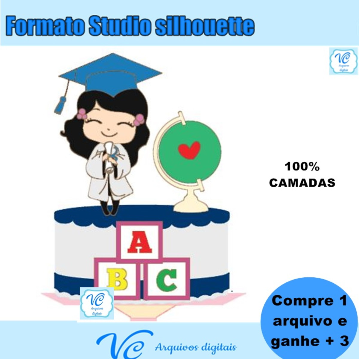 226- Arquivo de Corte Topo Formatura / Abc em Camadas