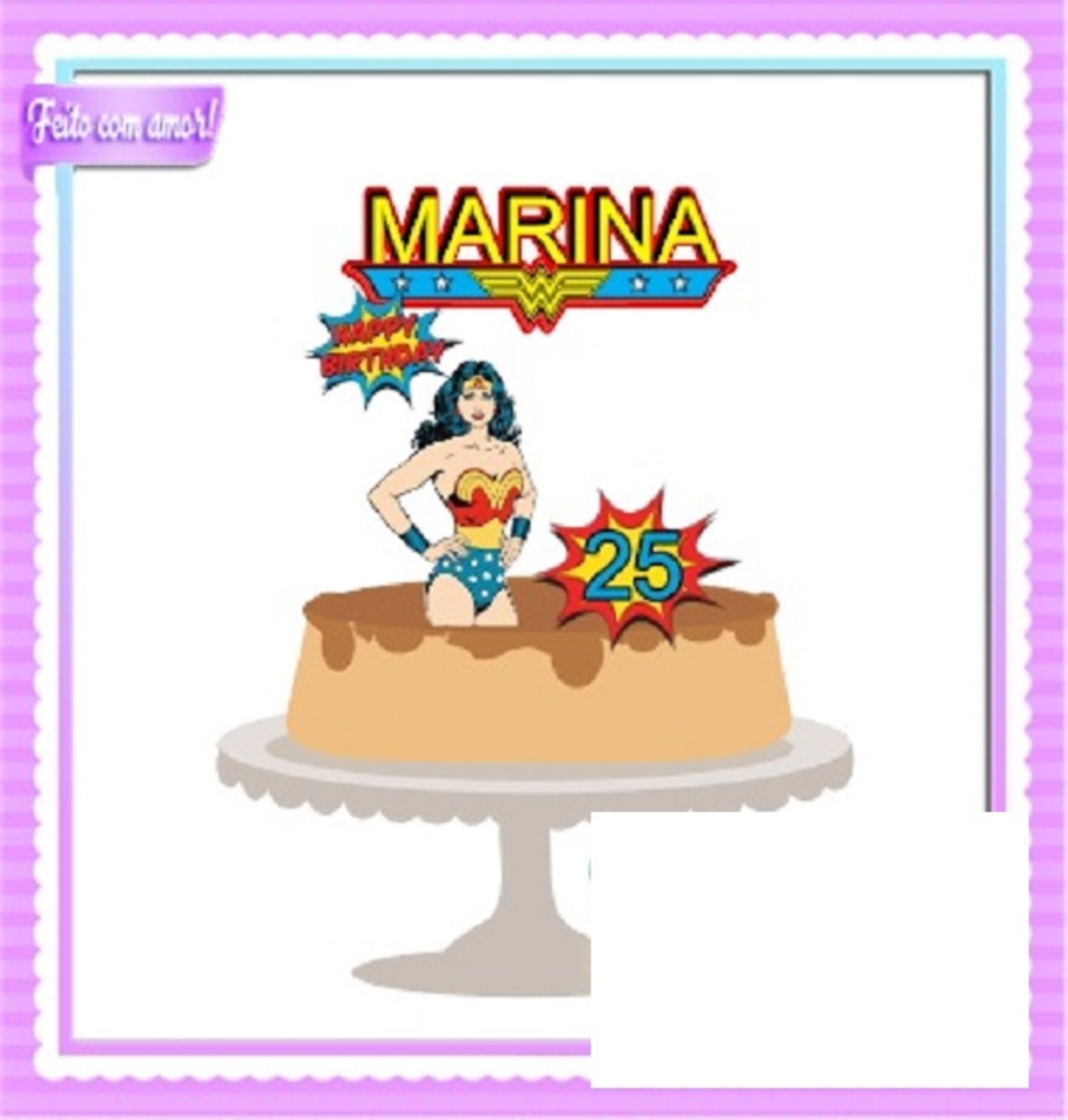 #227 Arquivo Topo de Bolo Mulher Maravilha Studio Camada