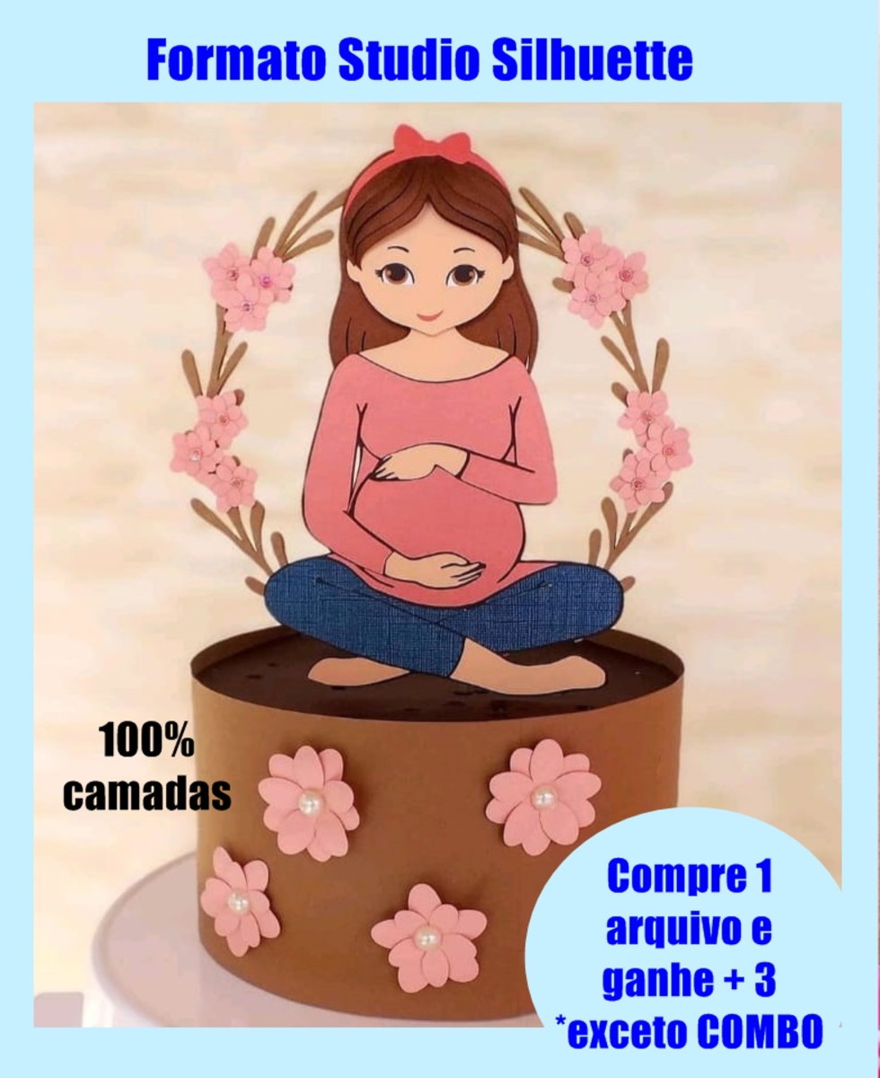 245- Arquivo de Corte Topo de bolo dia das mães- Gravida