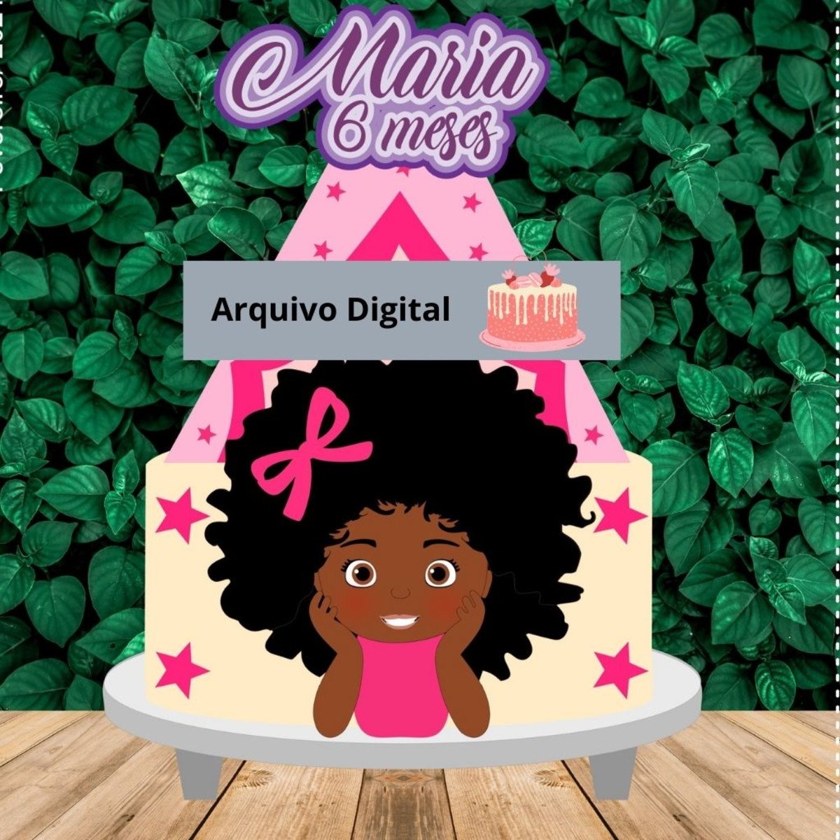 3 Arquivos p/ Topo de Bolo - Mulher Afro - Imagem 2