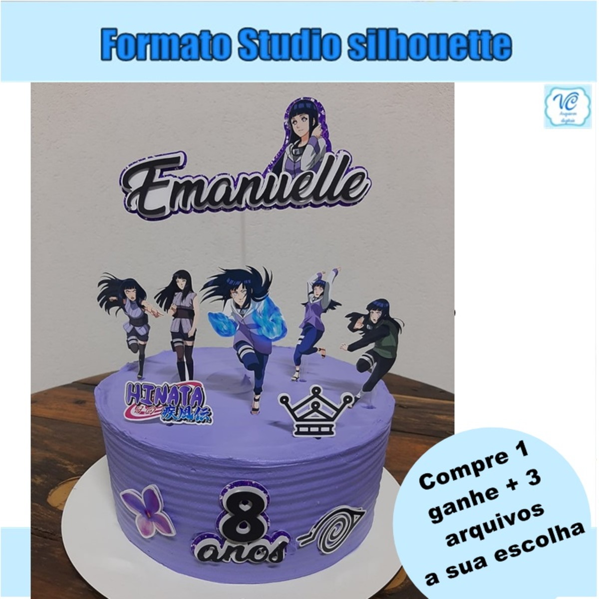 335- ARQUIVO DE CORTE TOPO DE BOLO Hinata Shippuden Naruto