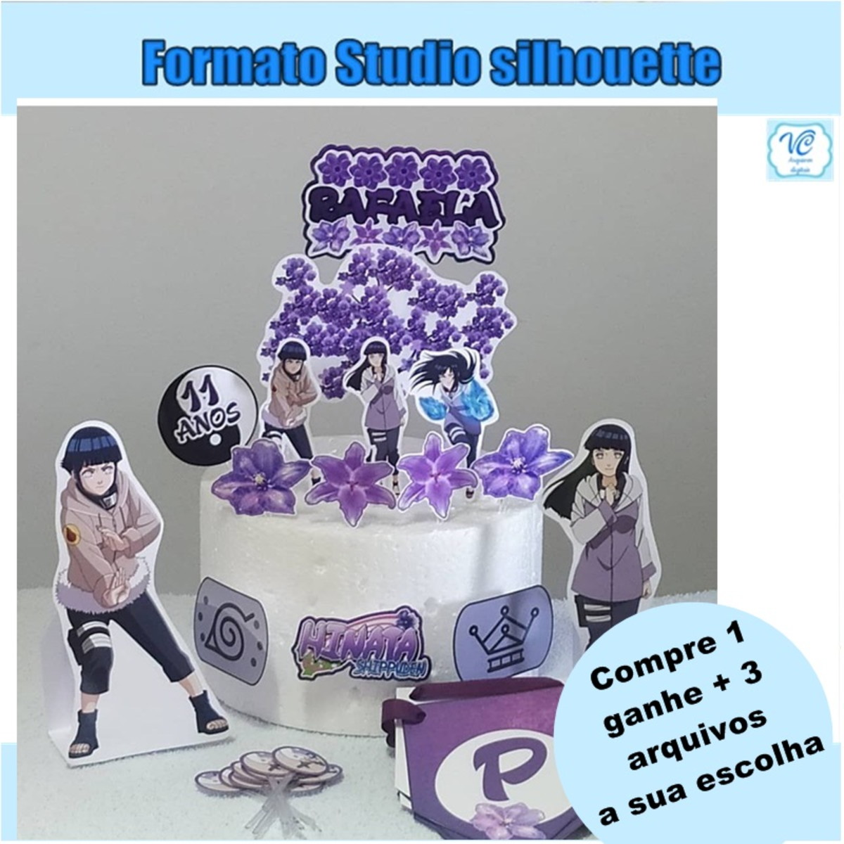 336- ARQUIVO DE CORTE TOPO DE BOLO Hinata Shippuden Naruto