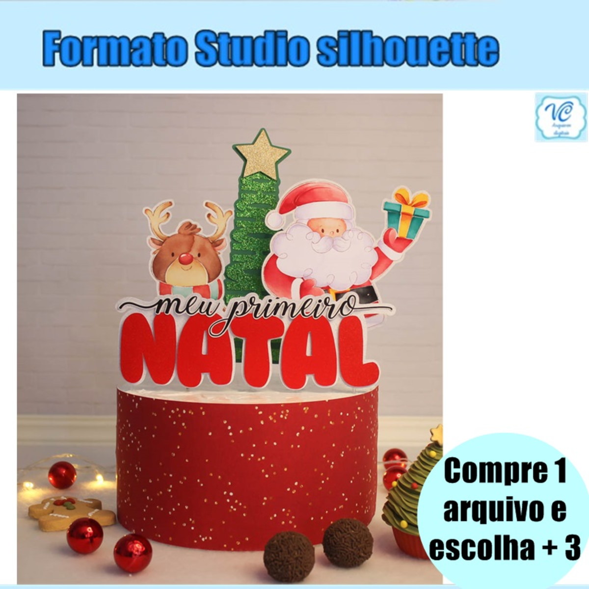 356- Arquivo de Corte Topo de Bolo Meu Primeiro Natal