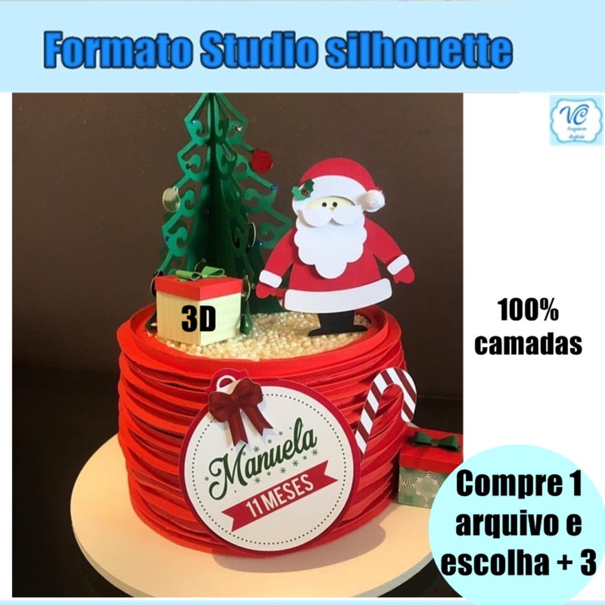 387 - Arquivo de Corte Topo de Bolo de Papai Noel