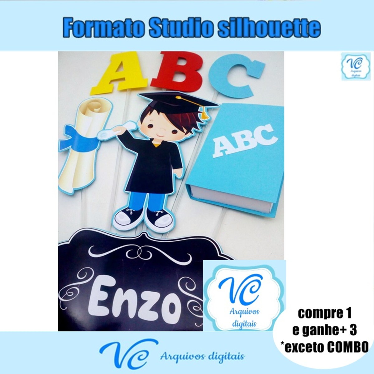 425- Arquivo de Corte Topo Formatura / Abc Menino