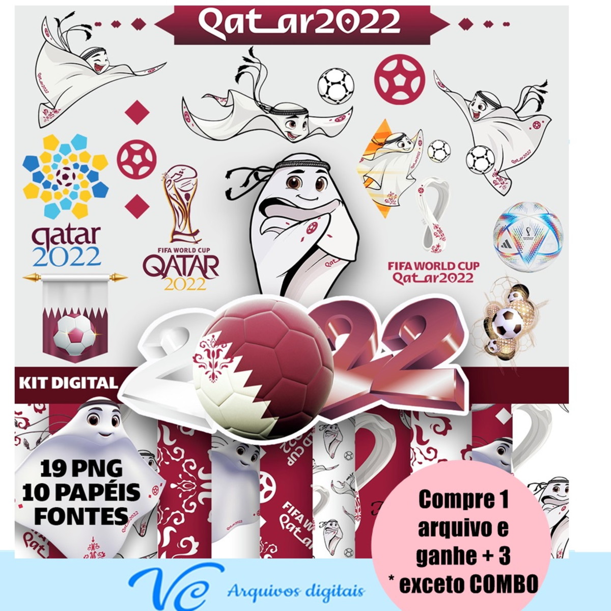 461- Combo Kit Digital Mascote Laeeb Copa Do Mundo 2022