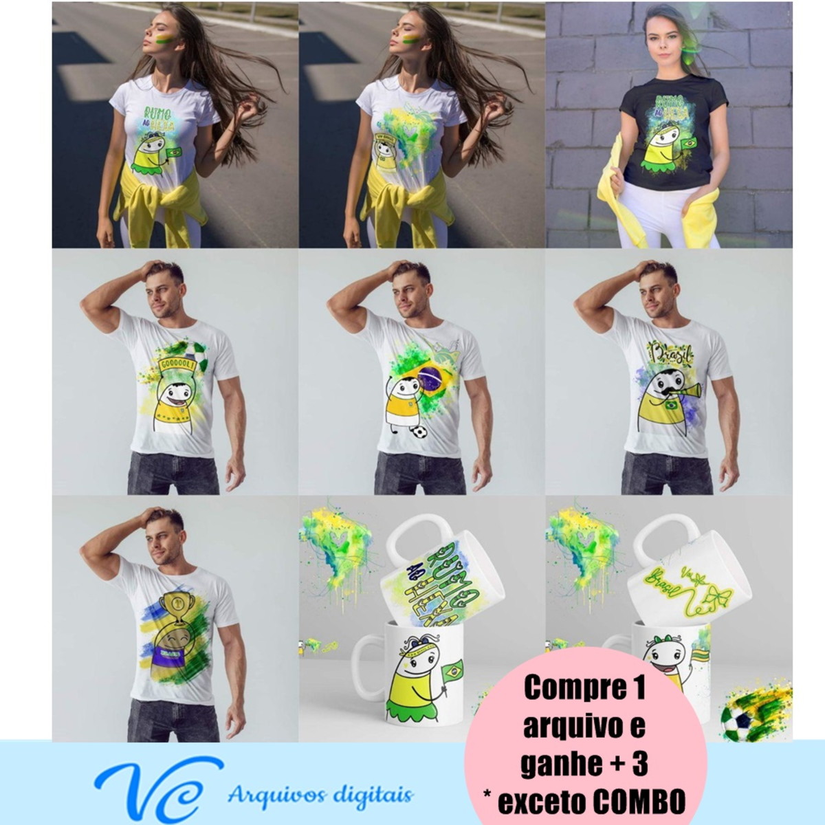 464- Kit Digital Sublimação Caneca Flork Copa Hexa -12 Artes - Imagem 2