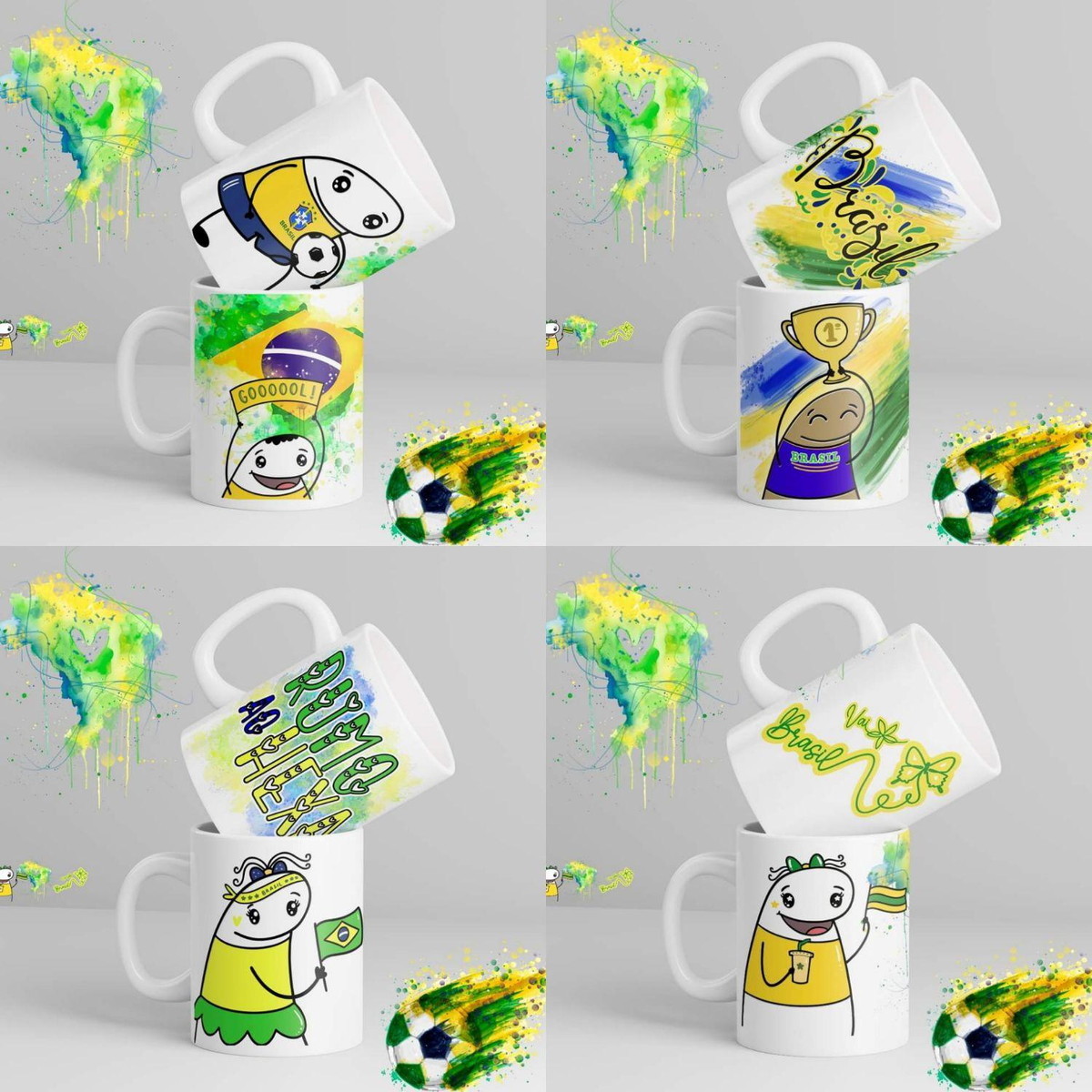 464- Kit Digital Sublimação Caneca Flork Copa Hexa -12 Artes