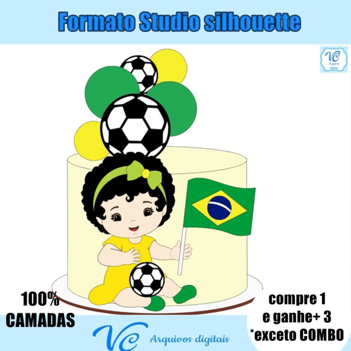 491- Arquivo de Corte Topo Futebol Copa do Mundo Bebe Menina