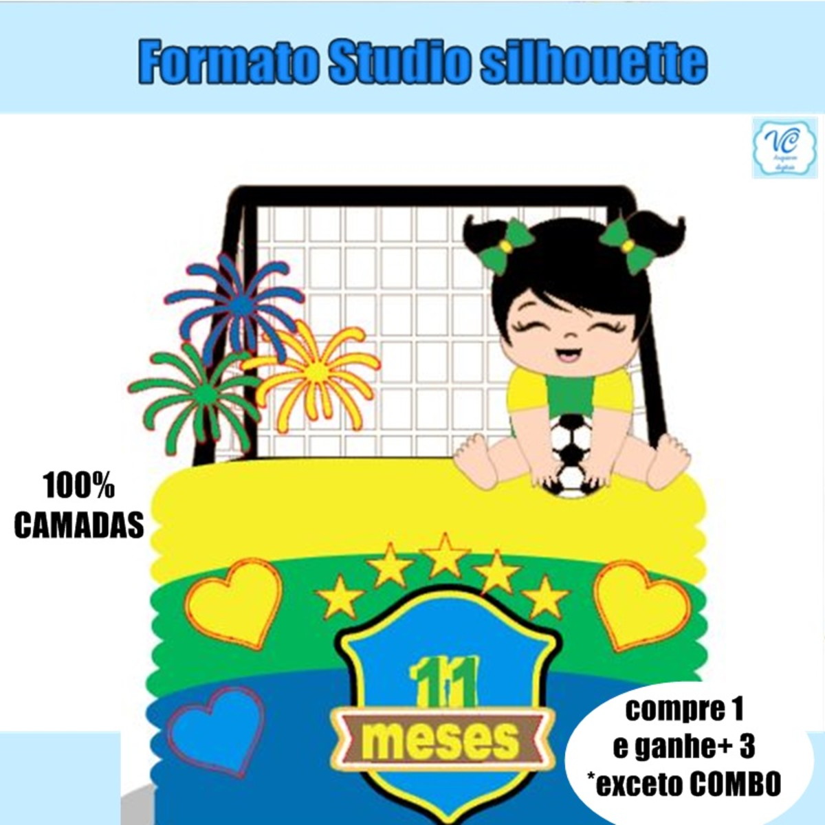 495- Arquivo de Corte Topo Futebol Copa do Mundo Bebe Menina
