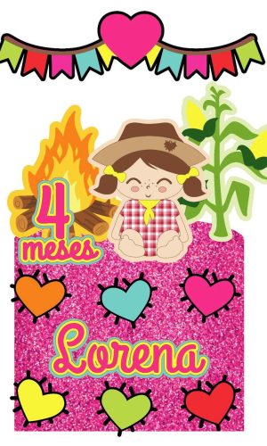 4 Arquivos de Corte Digital - Topo de Bolo Arraial Menina