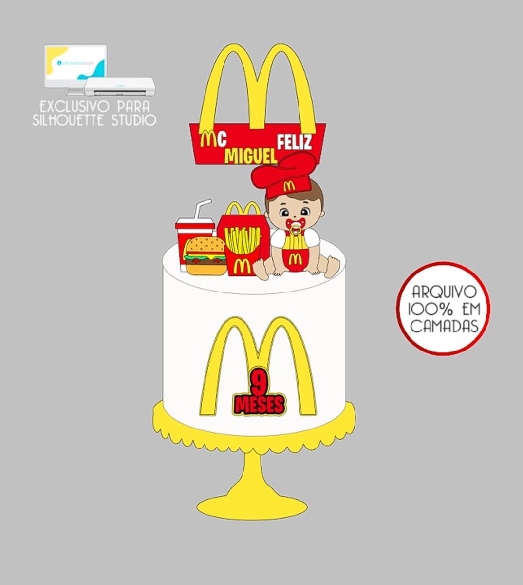74 - Arquivo Topo de Bolo Mc Donalds Menino
