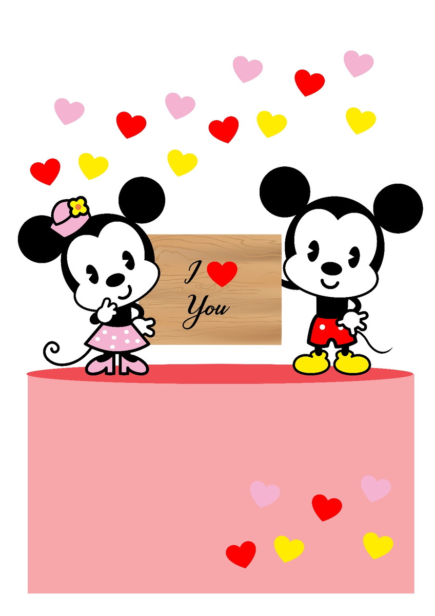 757 - Arquivo Di Topo de Bolo Namorados Minnie e Mickey Cute