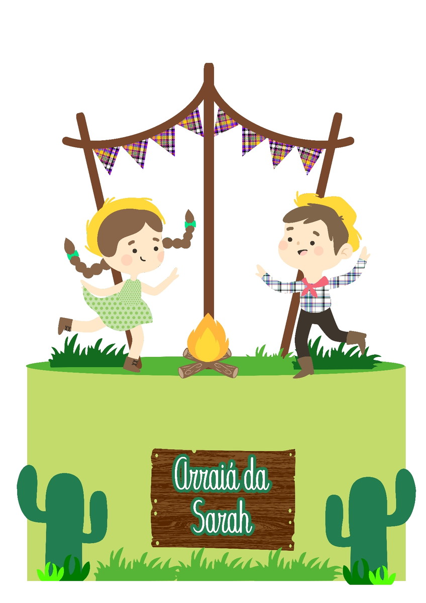 765 - Arquivo Digital Topo de Bolo Arraiá Meninos