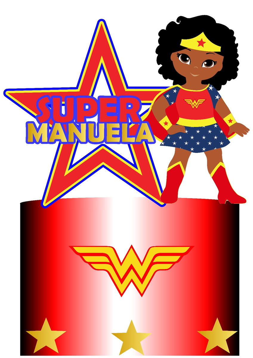898 Arquivo Digital - Topo de Bolo Mulher Maravilha Estrela