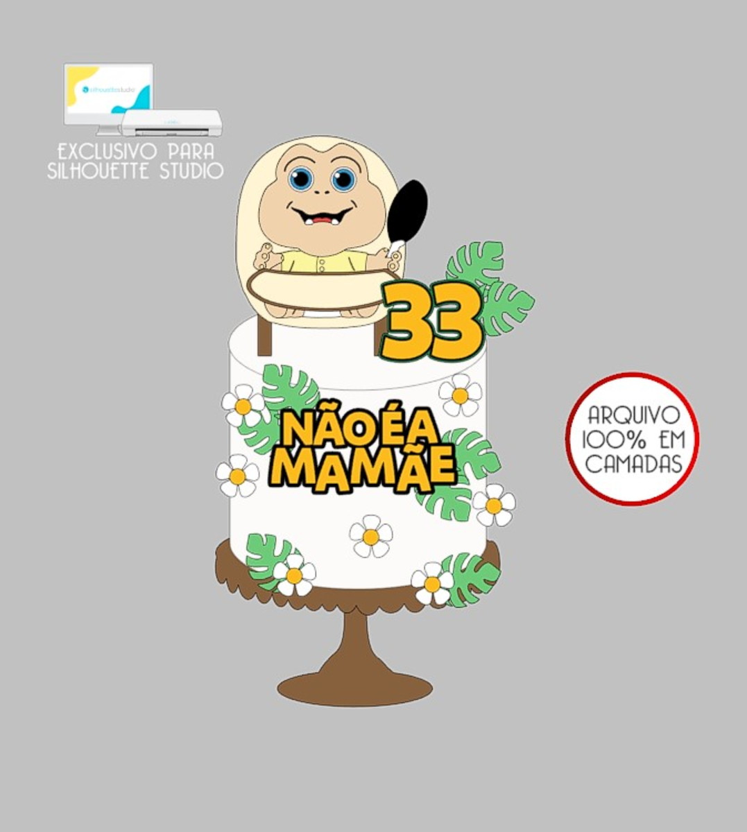 98 - Arquivo Topo de Bolo Baby Família Dinossauros